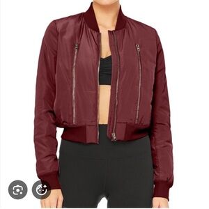 ALO Yoga Down Off Duty Maroon Bomber Jacket XS